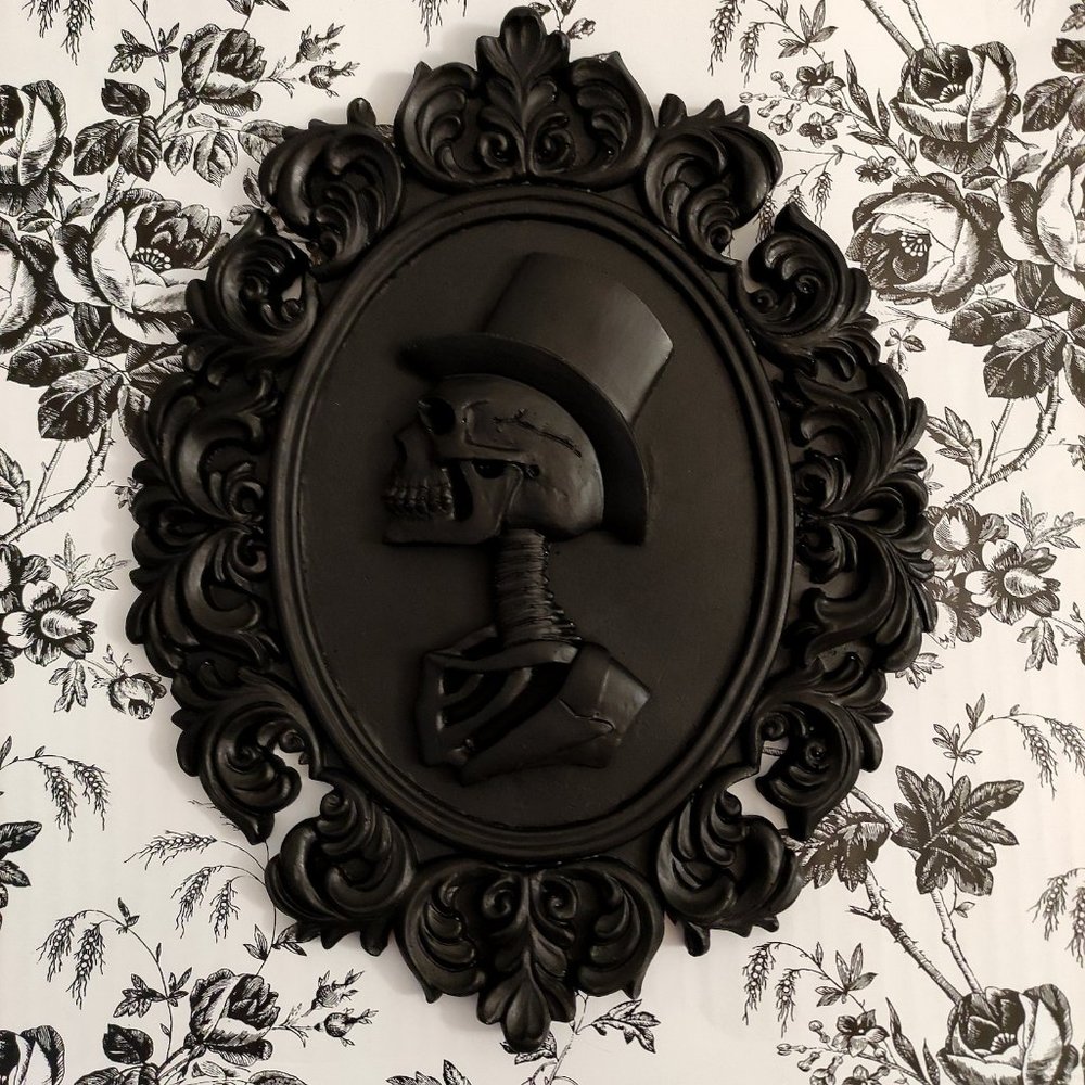 Victorian Gothic Male Skeleton Cameo • 3D Skull Wall Hanging • Gothic Decor